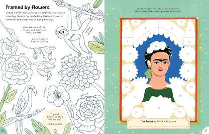 Colourful spread of creative challenges including shading, patterns and wonderfully wonky drawings
