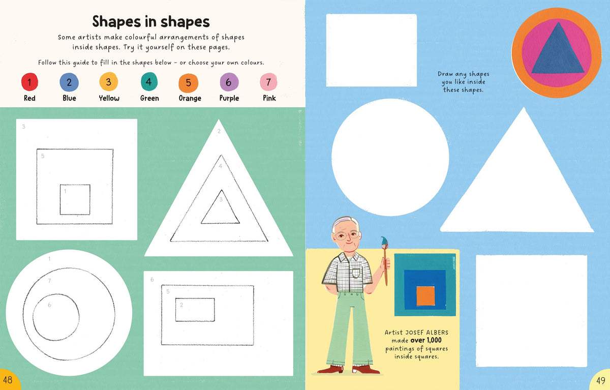 Inside page showing a colour-by-numbers or sticker activity from the Usborne Big Art Activity Book