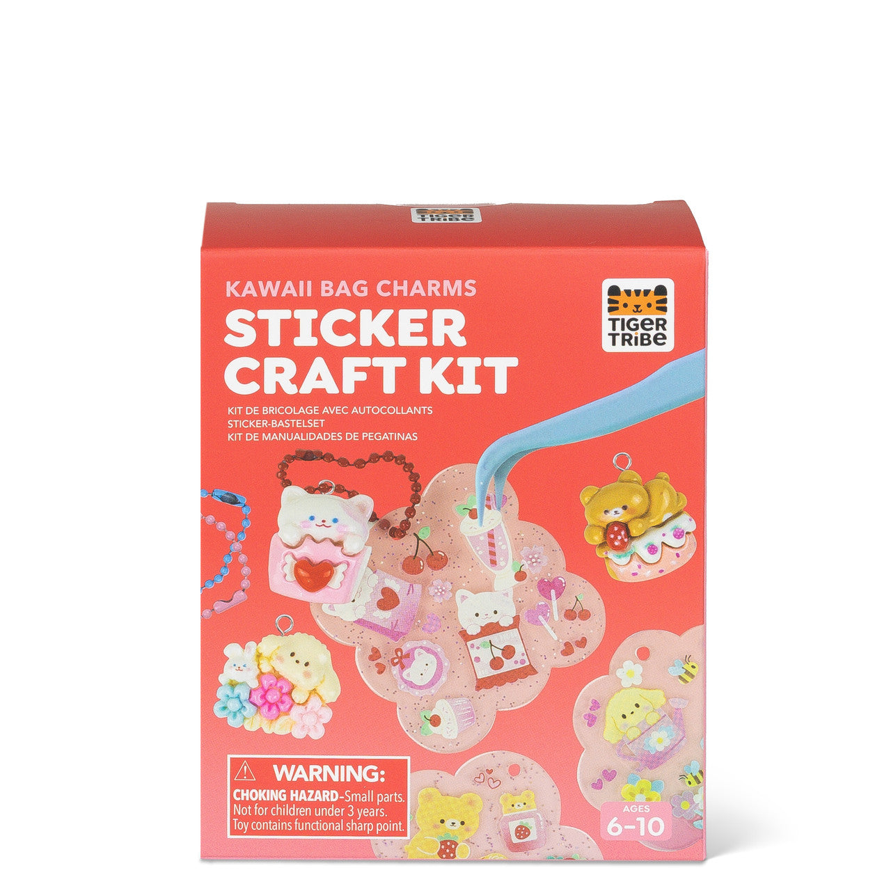 Tiger Tribe Sticker Craft Kit - Kawaii Bag Charms