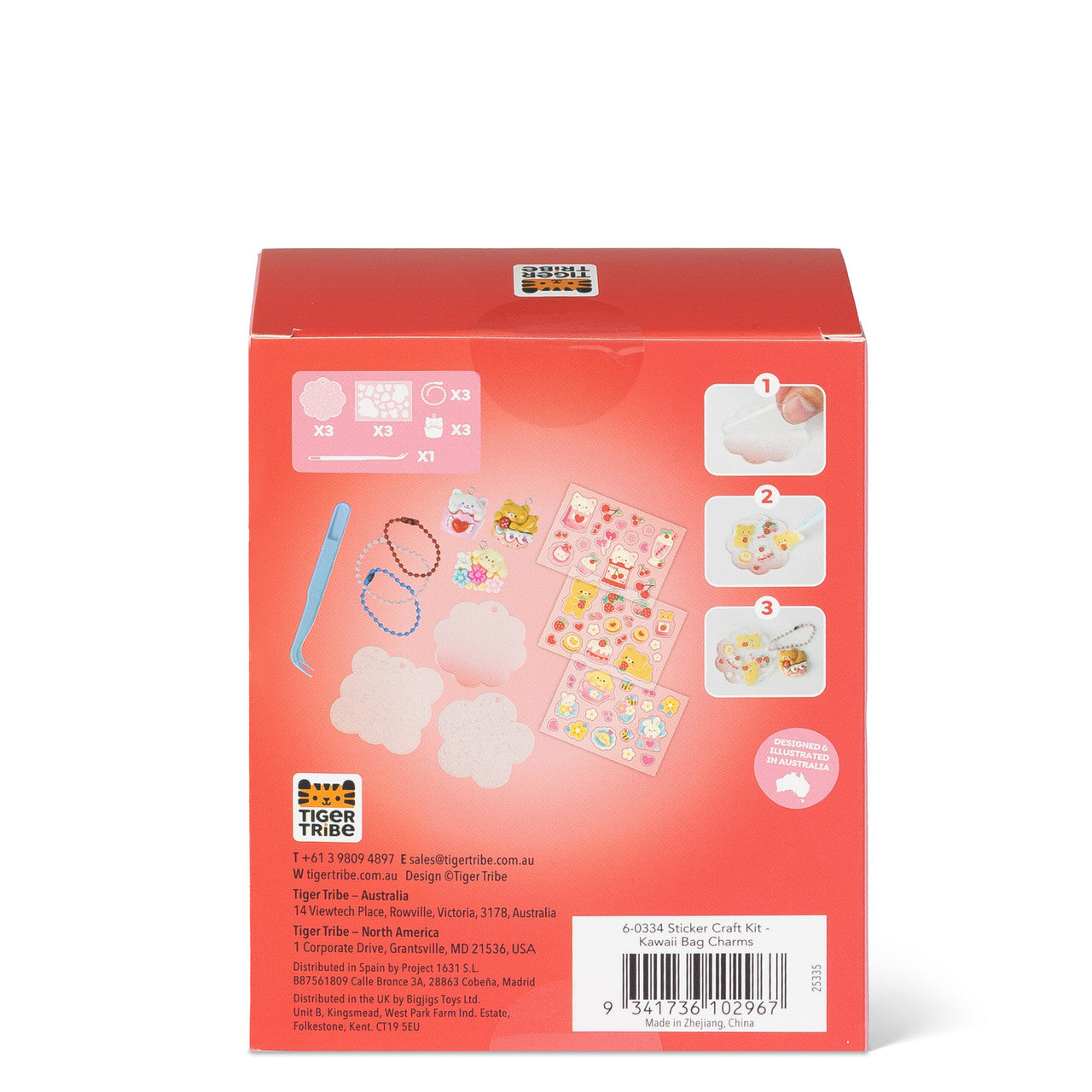 Tiger Tribe Sticker Craft Kit - Kawaii Bag Charms