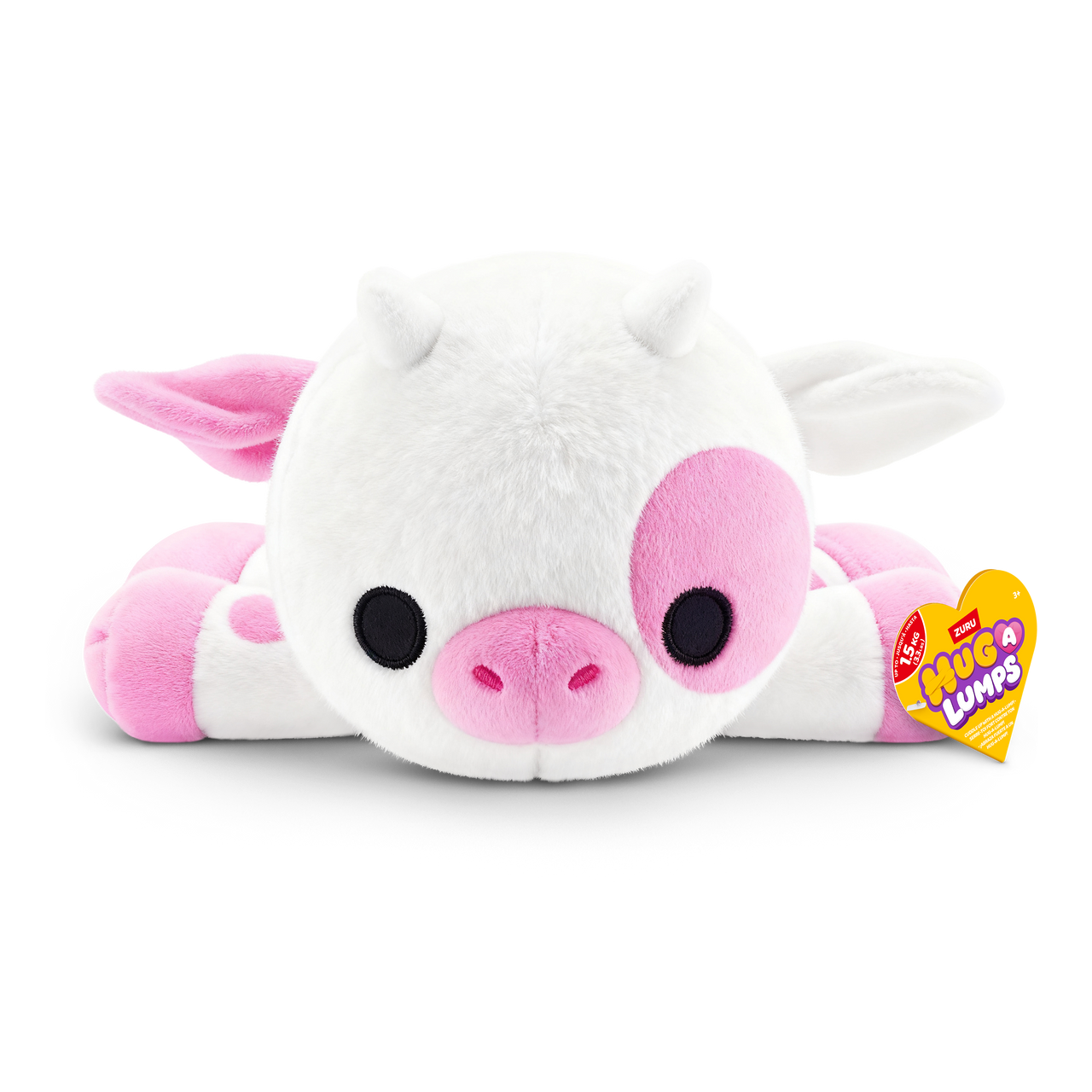 ZURU - Hug-a-Lumps Weighted Fluffy Plush Medium 1.3Kg - Clover The Pink Cow