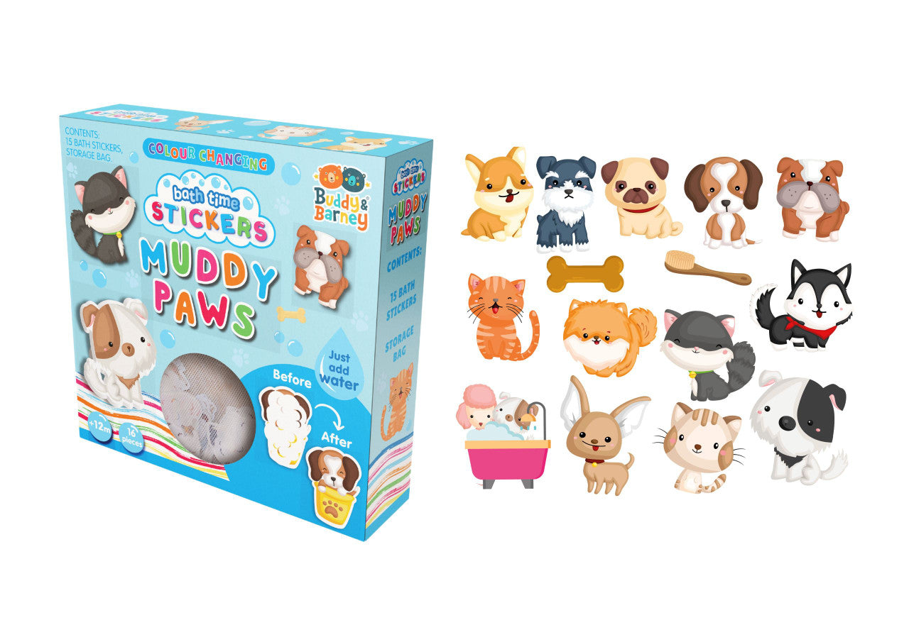 Buddy & Barney - Colour Changing Bath Book & Stickers - Muddy Paws