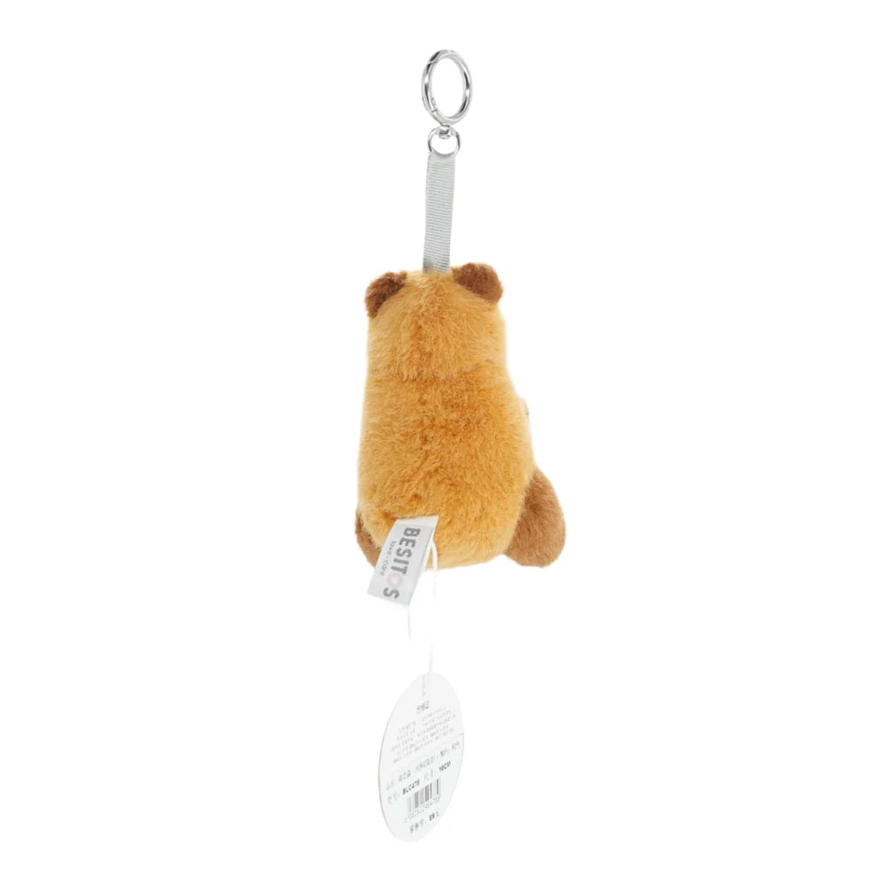Besitos Capybara Grayson plush bag charm with keyring and lobster clasp