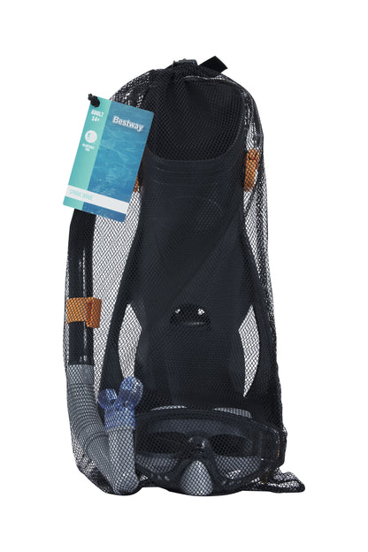 Bestway adult snorkel set shown in an alternate assorted colourway with mask, snorkel and fins