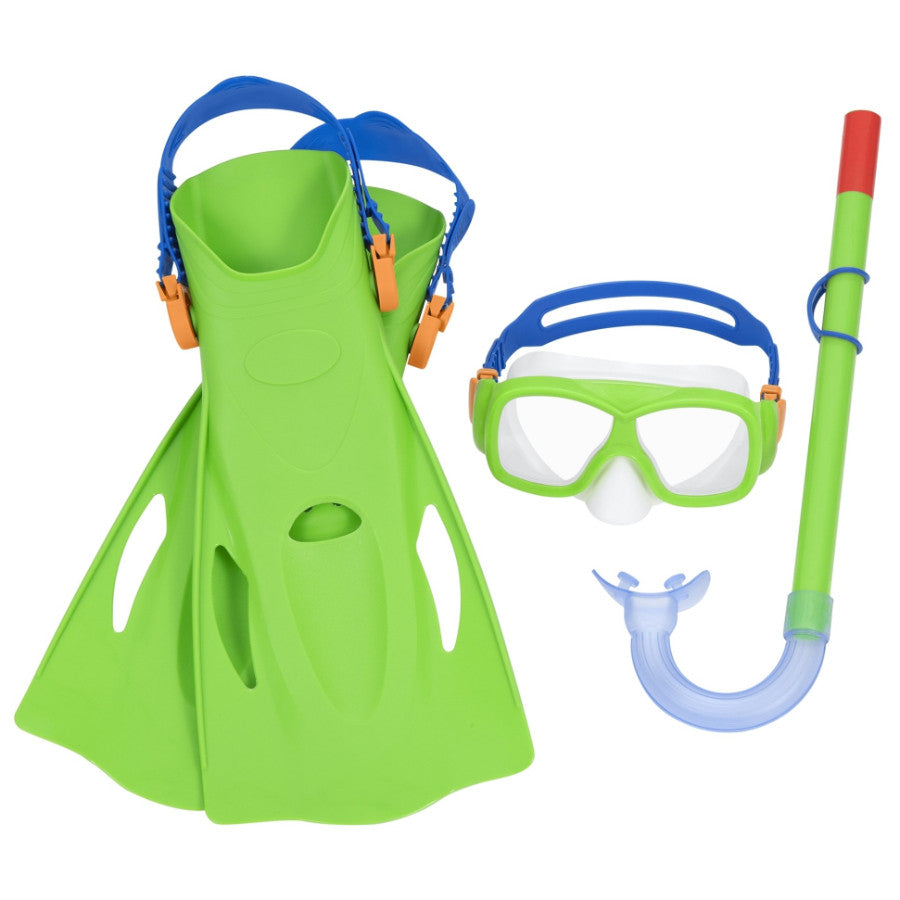 Mask Snorkel & Fins Set - Green - Bestway - Explora Essential 