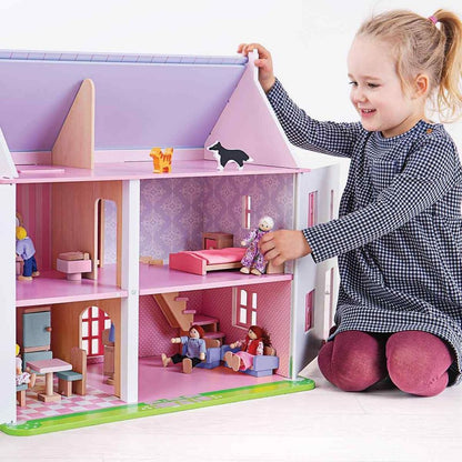 Bigjigs - Rose Cottage Dolls House (Furnished)
