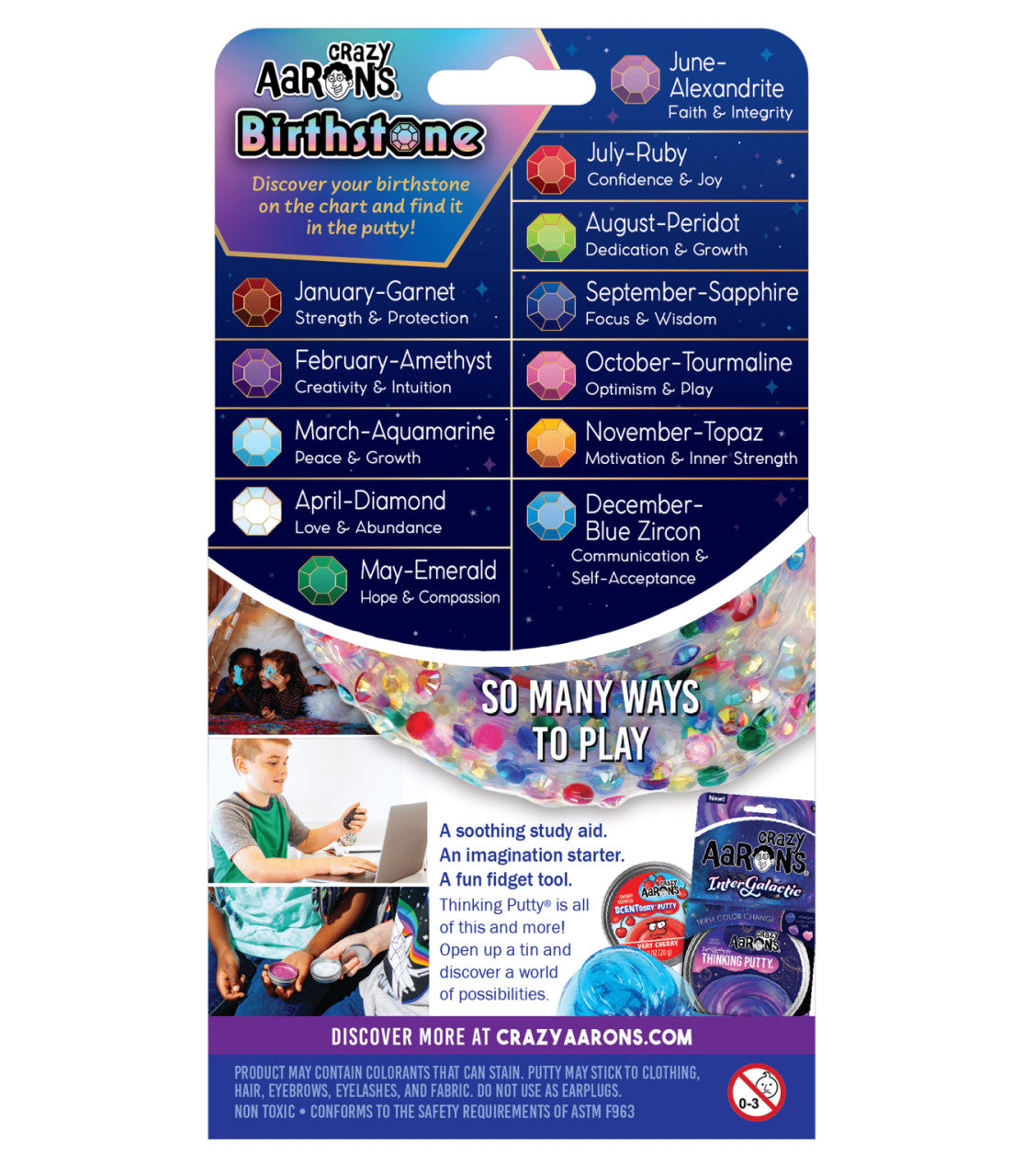 Crazy Aaron's Thinking Putty - Birthstone 4" Tin