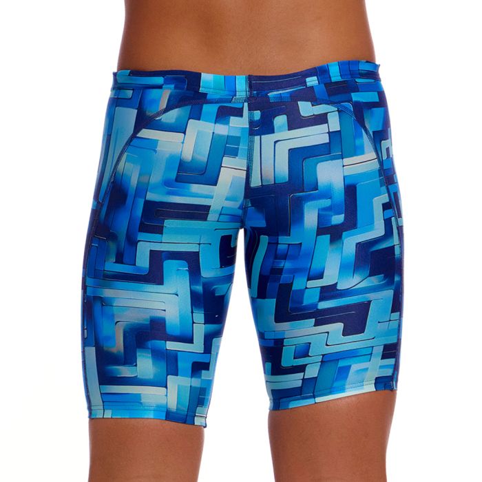 Funky Trunks You Blued boys training jammers in blue print, shown from the side against a plain background