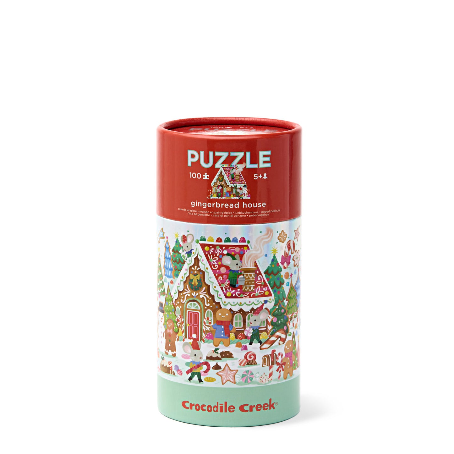 Crocodile Creek Holographic 100 Piece Gingerbread House Christmas Puzzle with Foil Finish