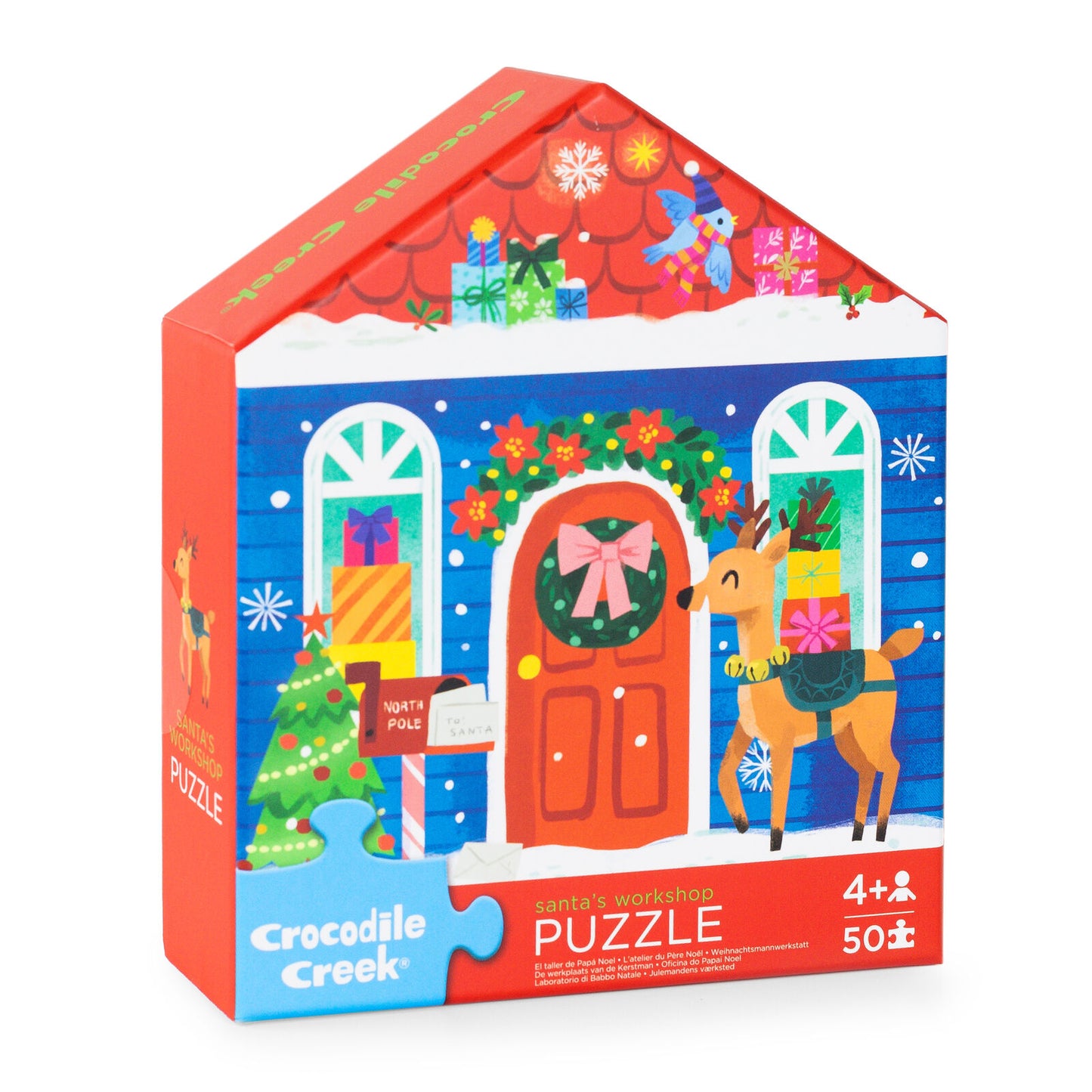 Crocodile Creek Flat House Puzzle 50 Piece Santa's Workshop Christmas Jigsaw for Children