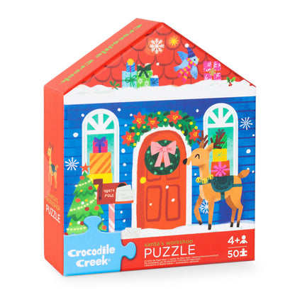 Crocodile Creek Flat House Puzzle 50 Piece Santa's Workshop Christmas Jigsaw for Children