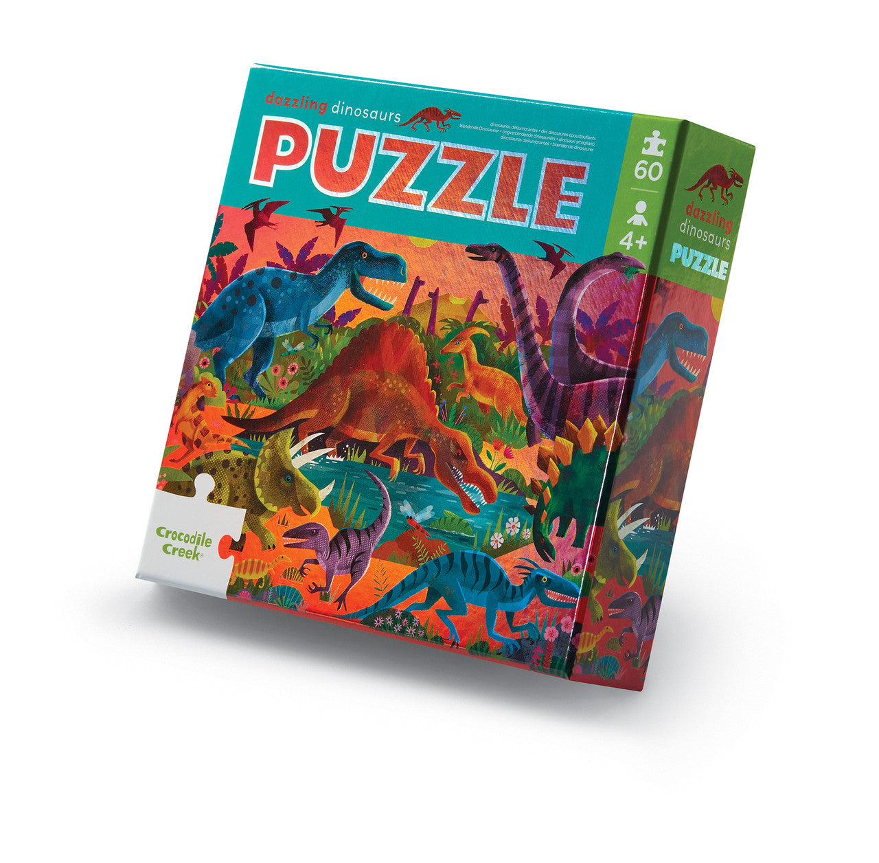 Crocodile Creek Foil Puzzle 60 pc - Dazzling Dinos