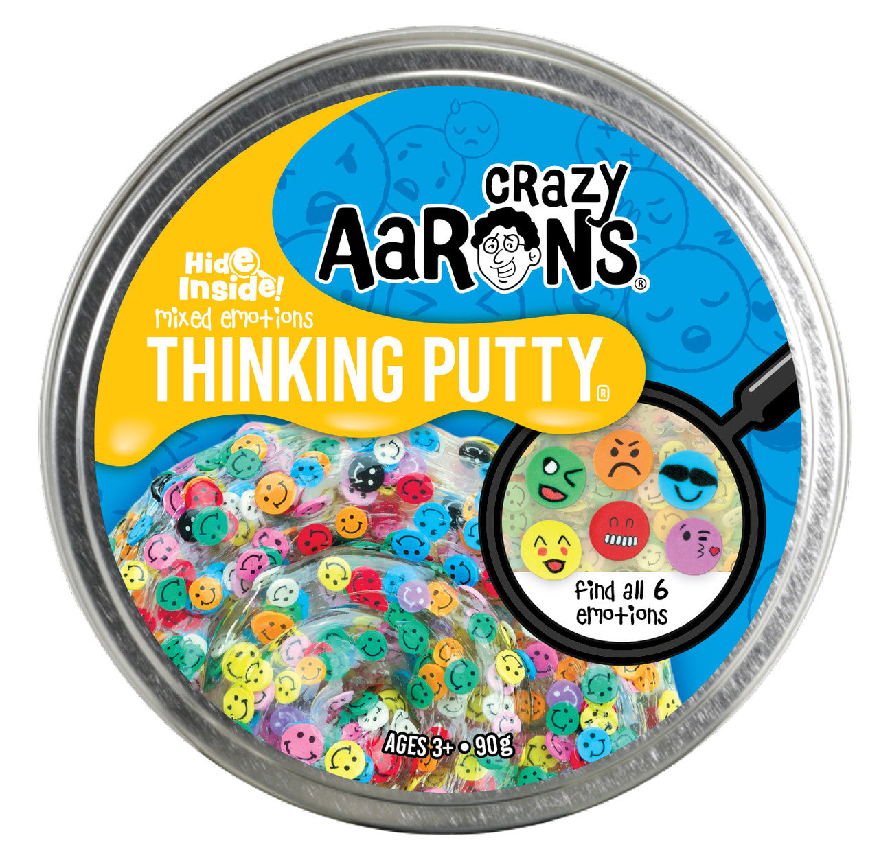 Crazy Aaron's HIDE INSIDE Thinking Putty - Mixed Emotions 4" Tin