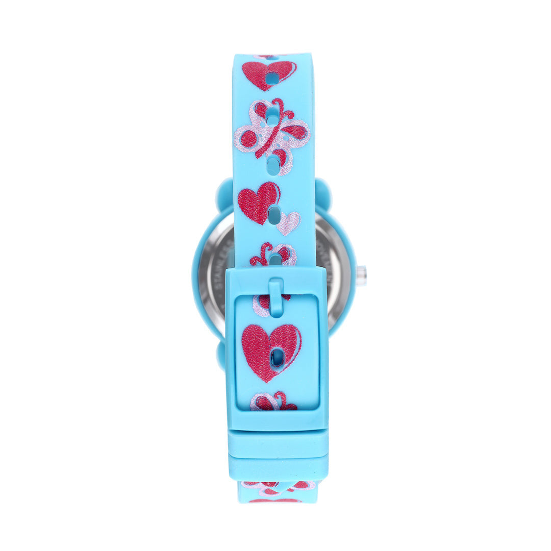 Cactus Time Teacher - Kids Watch - Blue with Flowers & Hearts.