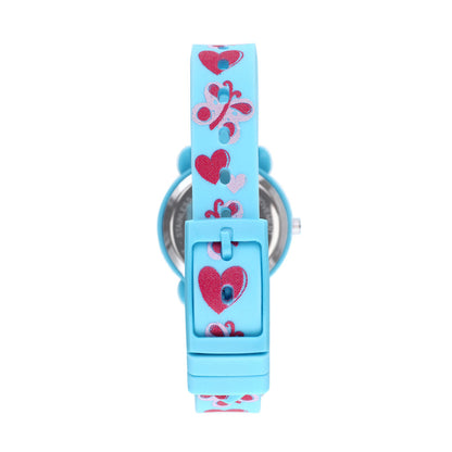 Cactus Time Teacher - Kids Watch - Blue with Flowers & Hearts.