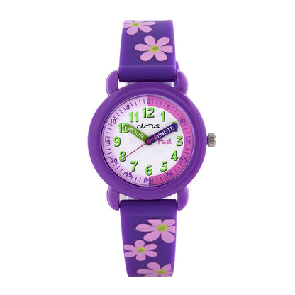Cactus Time Teacher - Kids Watch - Purple with Flowers