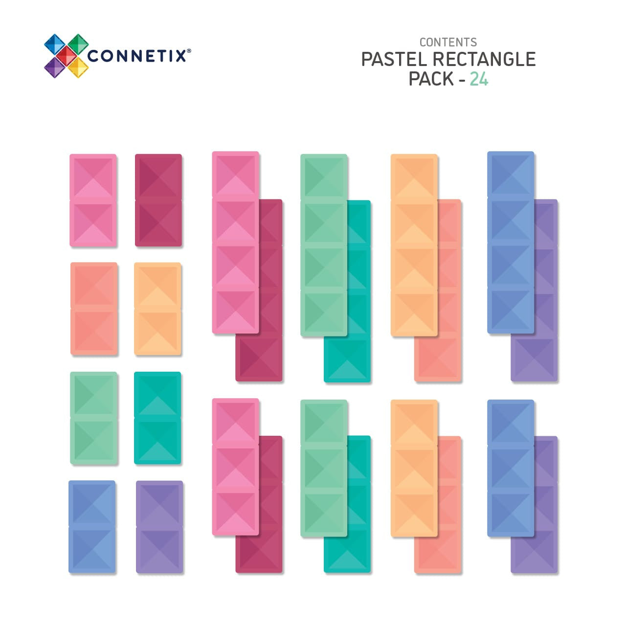 Connetix - Pastel Rectangle Pack 24pc