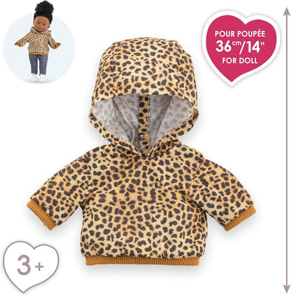 Leopard print hoodie for a 36cm ma corolle doll 