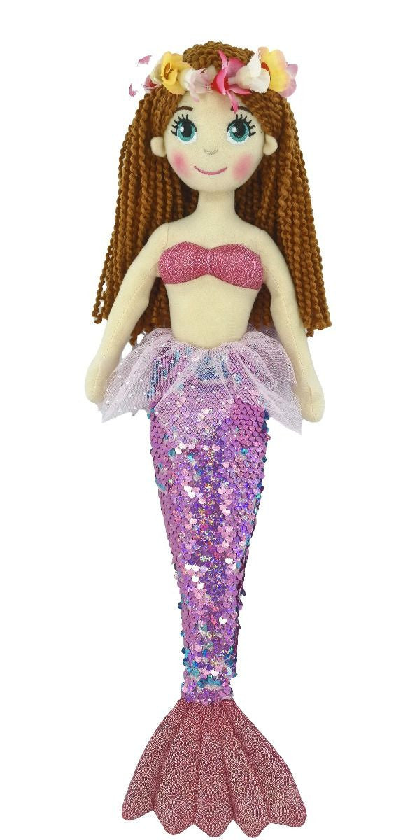 Zoe Mermaid Doll with Sequin Tail and Pink Tutu 45cm