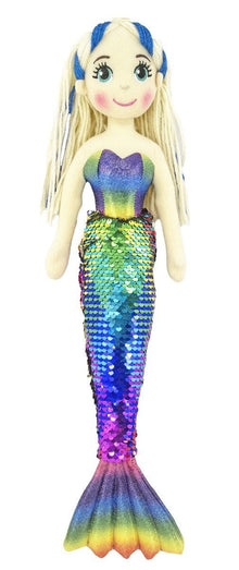 Cotton Candy - 45cm EVELYN Blue Rbw Flip Sequined Tail Mermaid