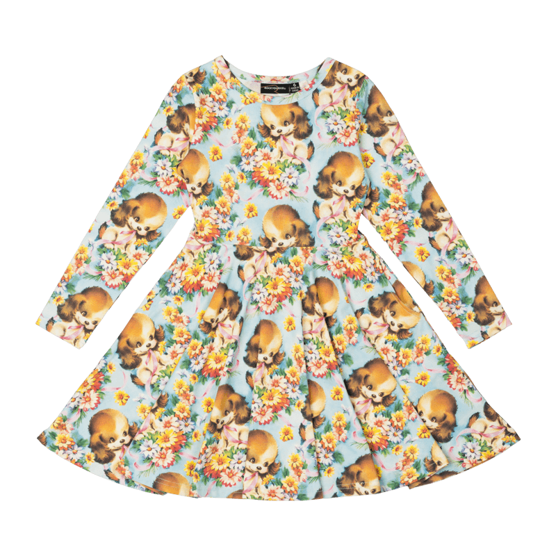 Puppy Love Long Sleeve Waisted Dress