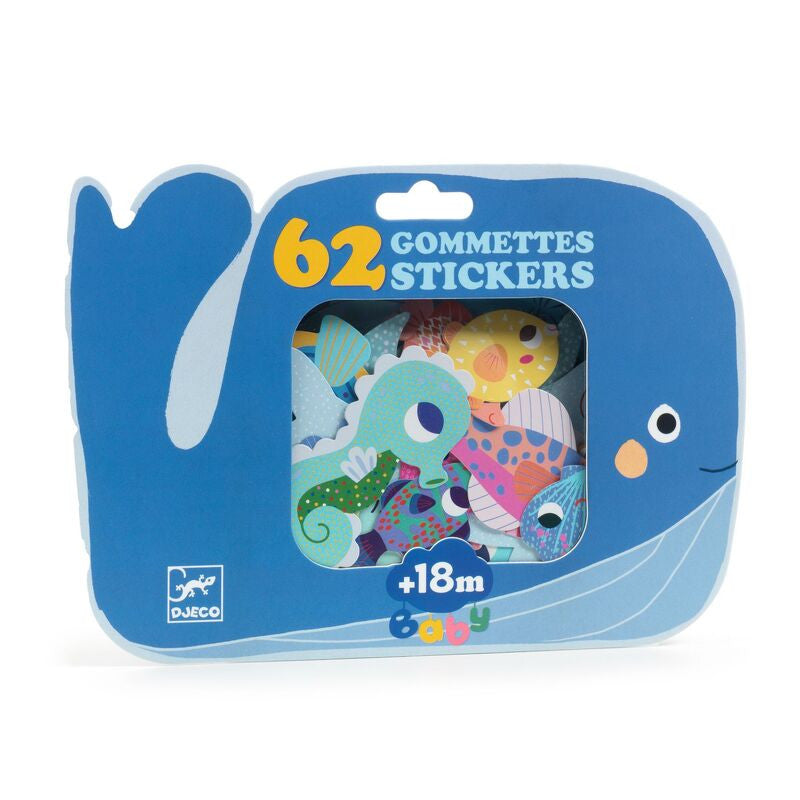Djeco - Sea Animals 62 Sticker Set