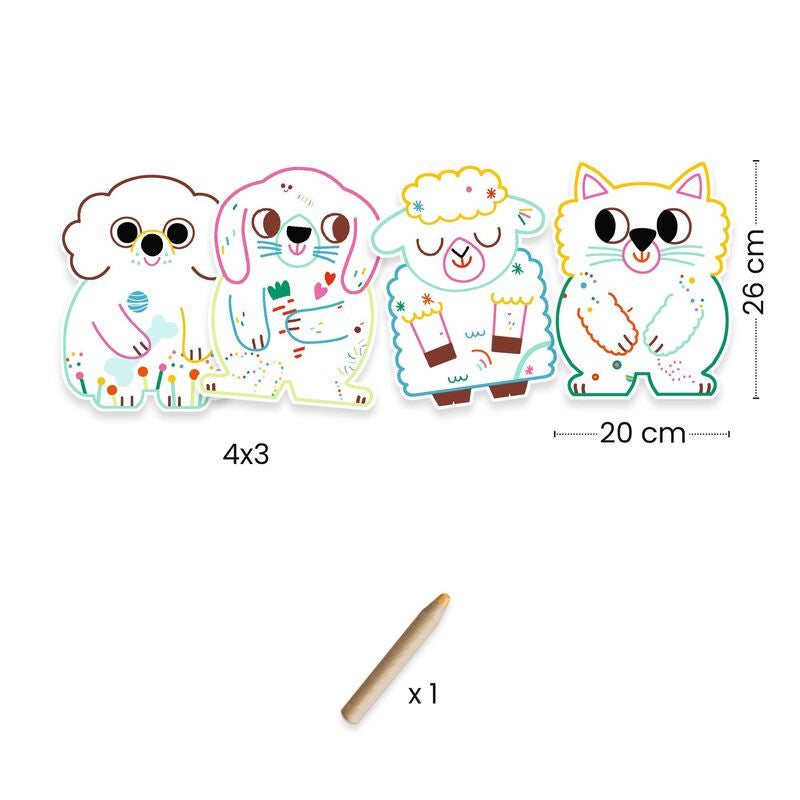 Djeco - Domestic Animals Colour Reveal Set