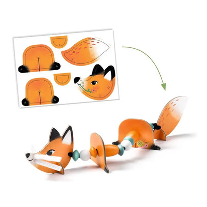 Djeco Chenille Wire Threading Activity for Kids - Cute Animals Lacing Set