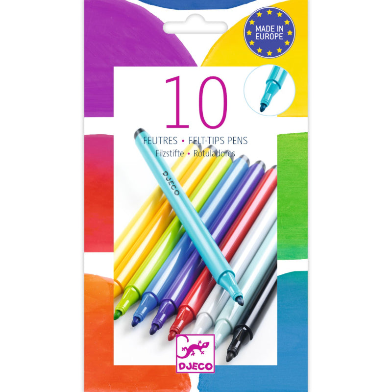 Djeco 10 Felt Brushes Rainbow product image 1