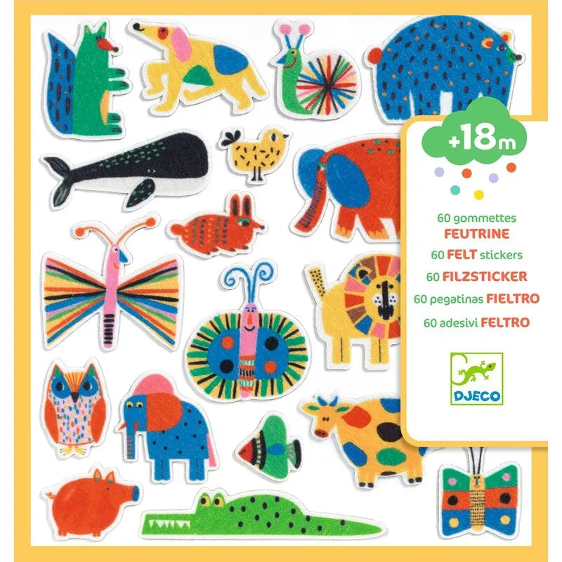 Djeco Felt Stickers for Kids - Animals Everywhere!