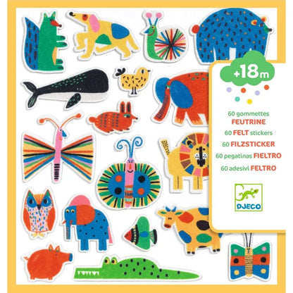 Djeco Felt Stickers for Kids - Animals Everywhere!