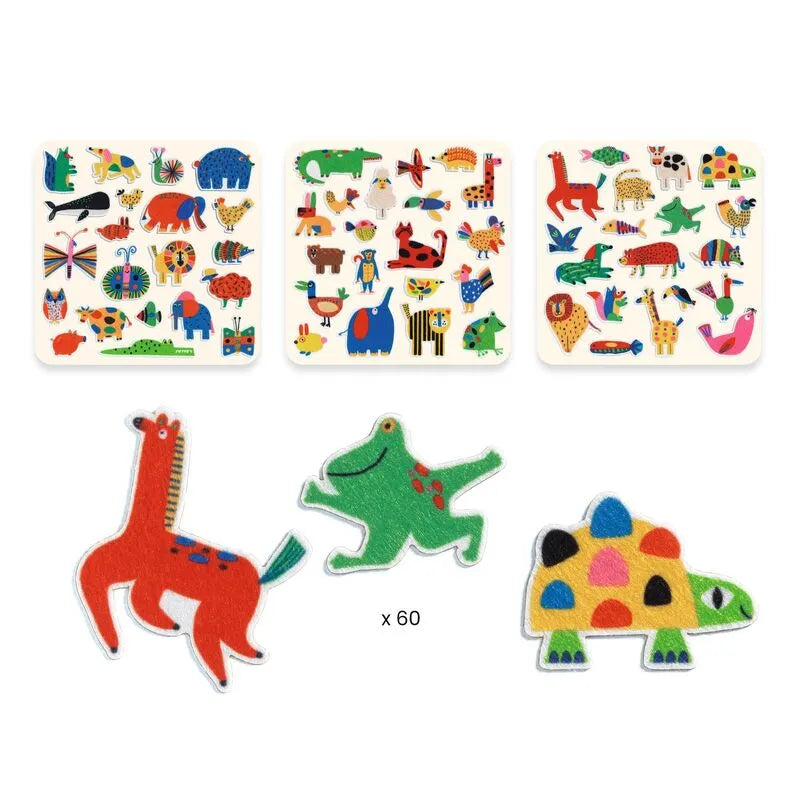 Djeco Felt Stickers for Kids - Animals Everywhere!