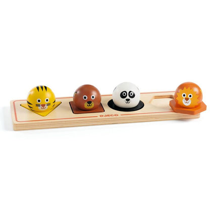 Djeco - Animal Ball'n'Co Large Button Wooden Puzzle