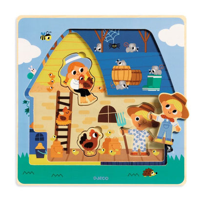 Djeco - The Barn - 3 Layer Wooden Puzzle