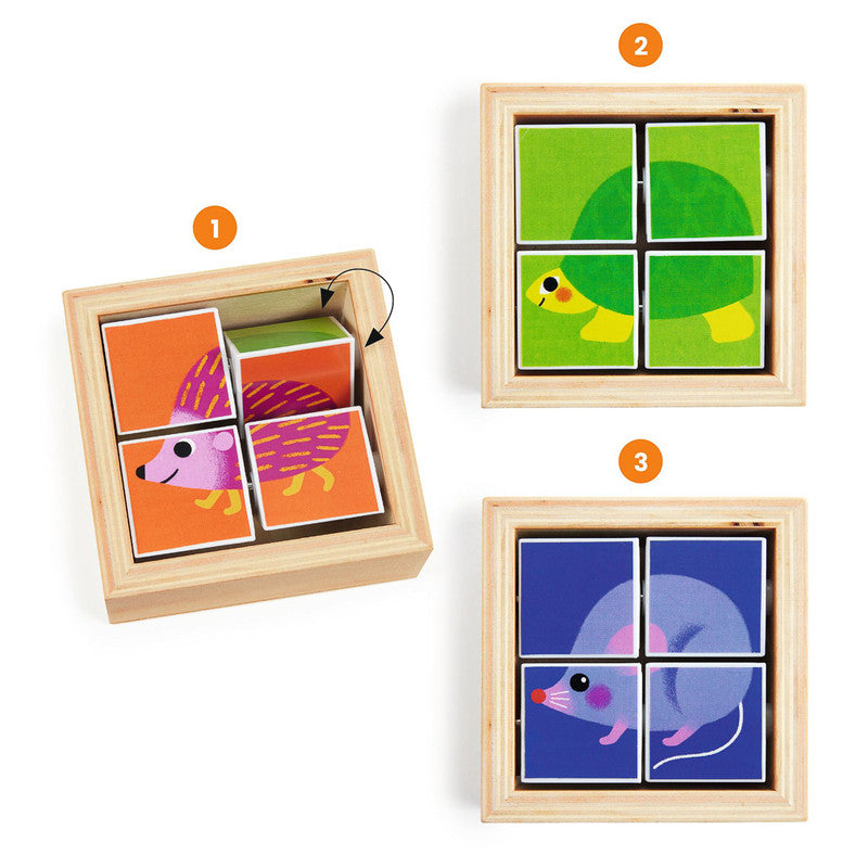 Djeco - Tournibist Wooden Swivel Puzzles Pieces in Frame