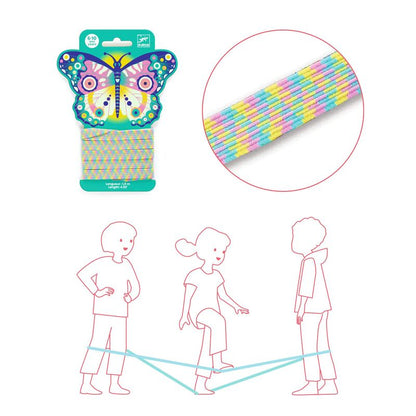 1.5 metre elastic loop from Djeco Butterfly Chinese jump rope designed for classic playground jumping games