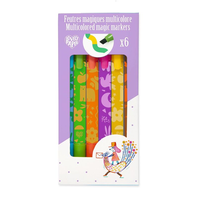 Djeco Multicoloured Magic Markers - A creative set of magic felt-tip markers with colour-changing effects for bright, imaginative artwork.
