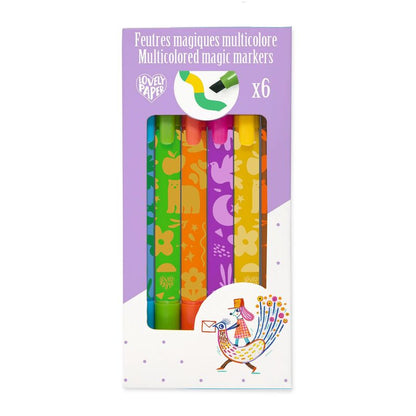 Djeco Multicoloured Magic Markers - A creative set of magic felt-tip markers with colour-changing effects for bright, imaginative artwork.
