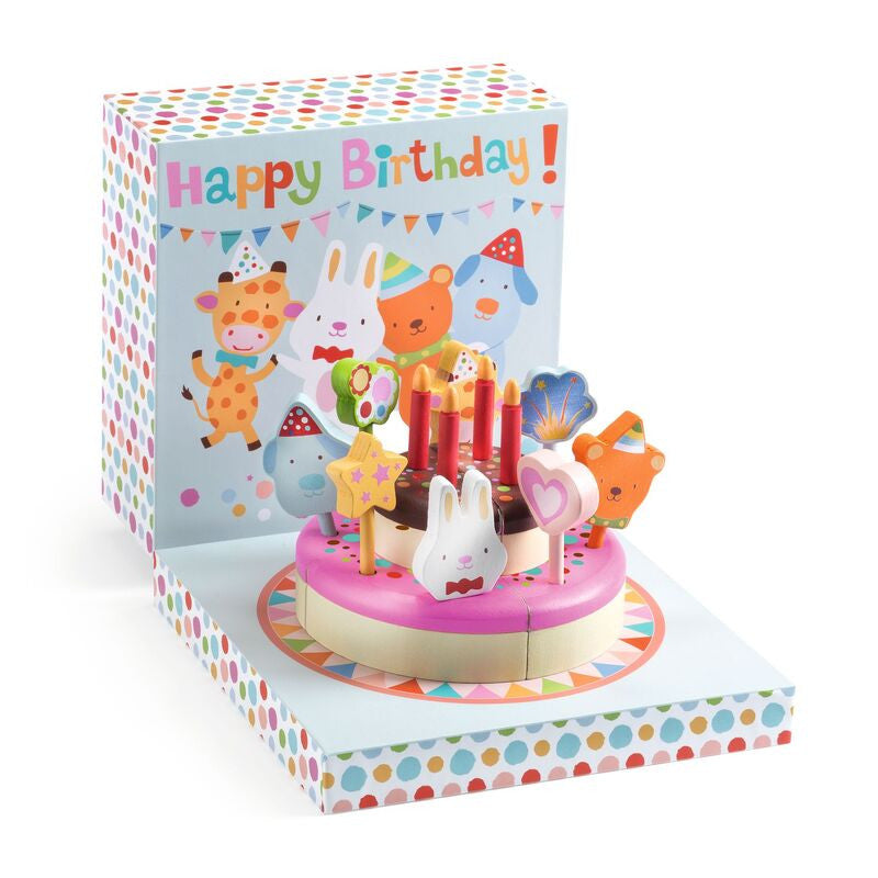 Djeco - 16pc Happy Birthday Cake & Candles Set