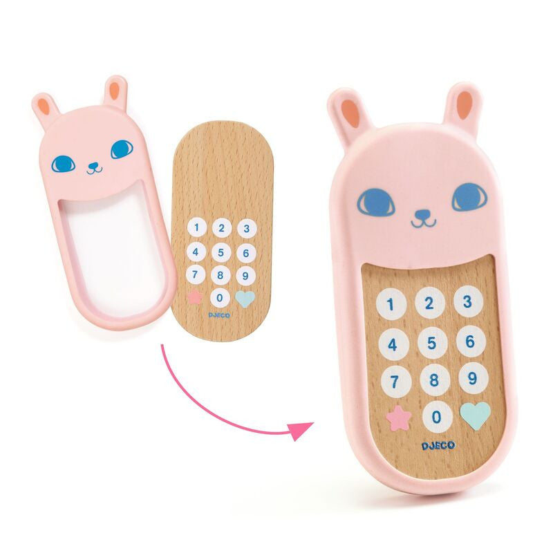 Djeco - Baby Cat Handbag with Phone, Keys and Accessories - 7pc