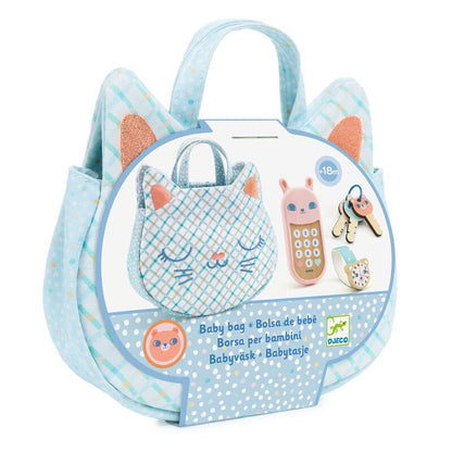 Djeco - Baby Cat Handbag with Phone, Keys and Accessories - 7pc