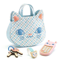 Djeco - Baby Cat Handbag with Phone, Keys and Accessories - 7pc