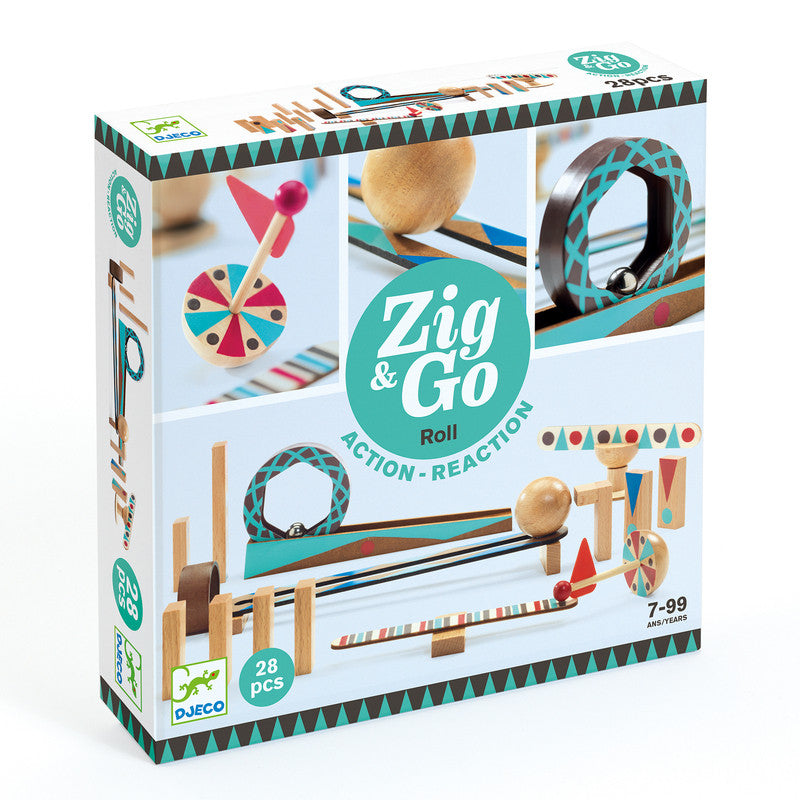 Djeco - Zig & Go Roll - Action & Reaction- 28pc Set