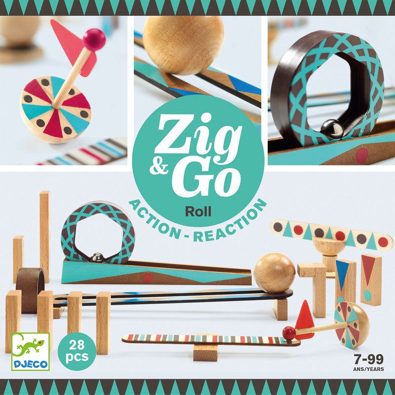 Djeco - Zig & Go Roll - Action & Reaction- 28pc Set