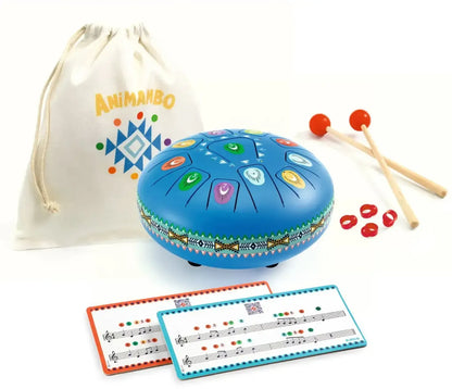 Djeco Large Blue Tongue Drum - 11 Notes, Musical Toy for Kids