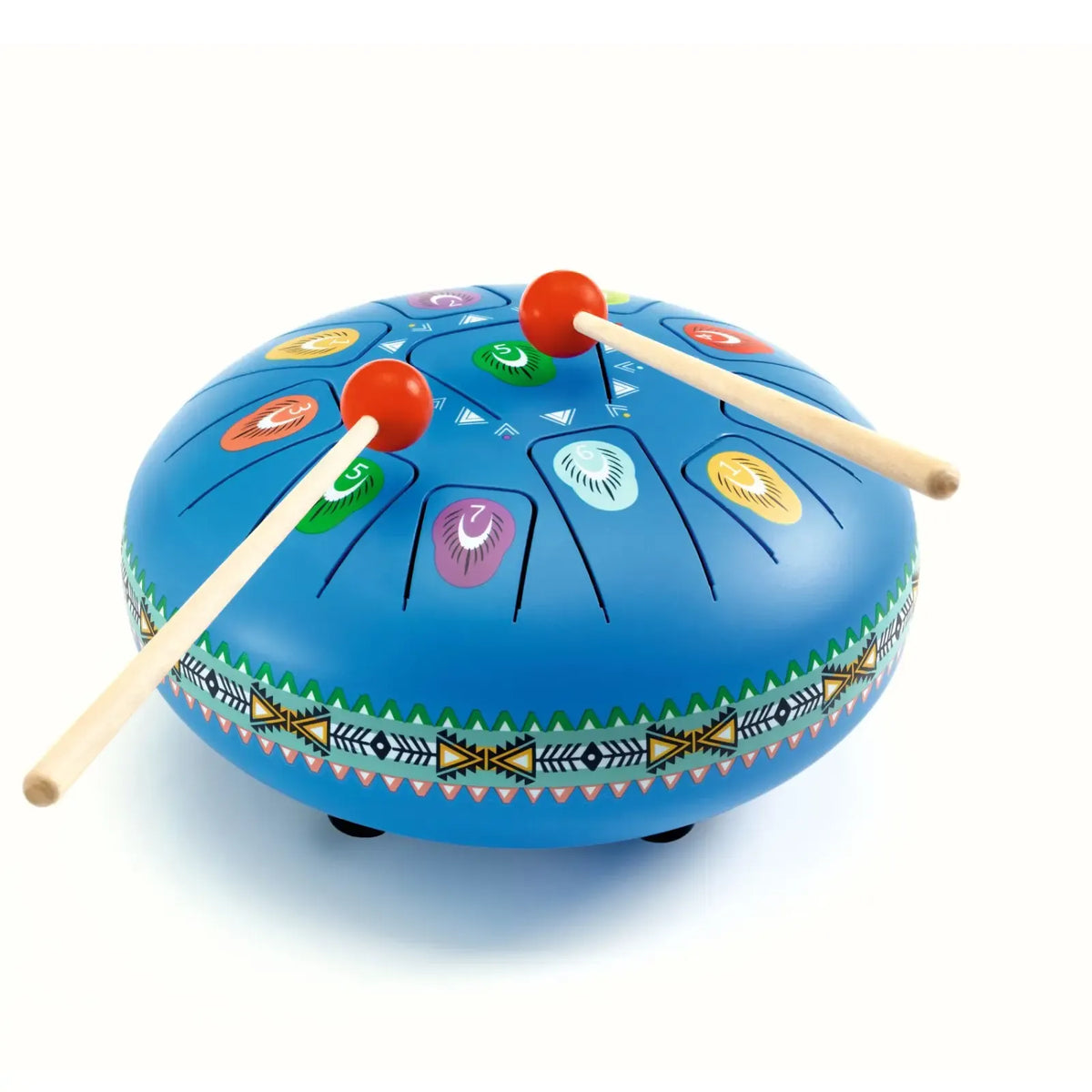 Djeco Large Blue Tongue Drum - 11 Notes, Musical Toy for Kids
