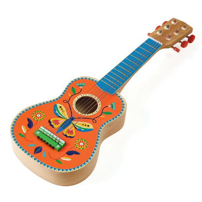 Djeco Small Wooden Guitar with 6 Metal Strings for Kids