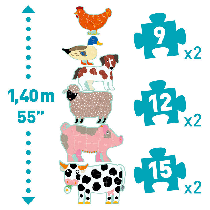 Djeco - Honore & Friends 9,12,15pc Giant Puzzle
