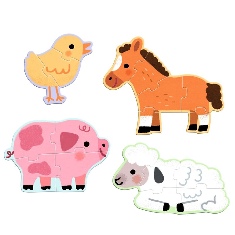 large cardboard farm animal puzzle pieces designed for easy handling by children aged 2 and up