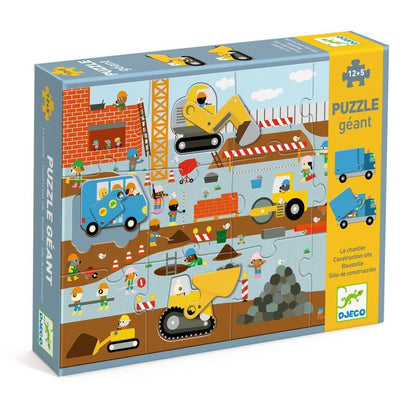 Djeco - Construction Site Giant Puzzle - 17 pc 